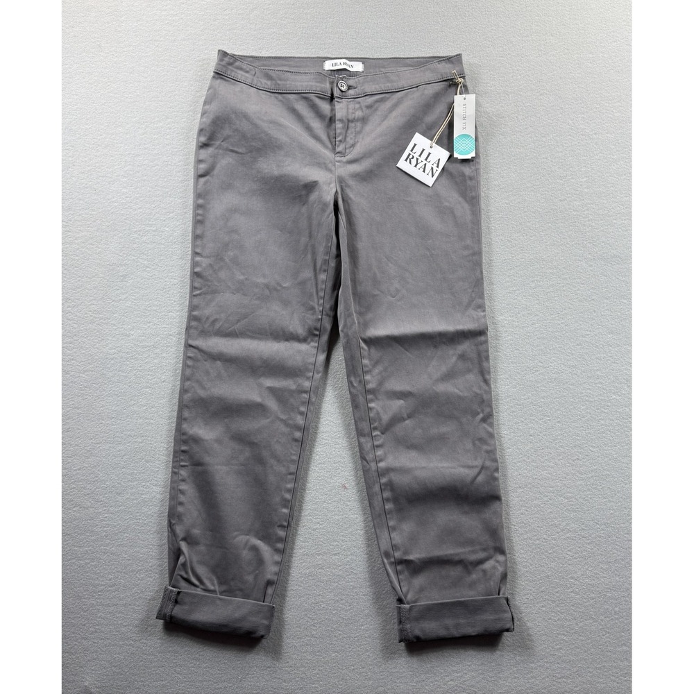Lila Ryan Pants Womens 8 Gray Ankle Slim Twill Cuffed Stretch Casual Chino 30x24